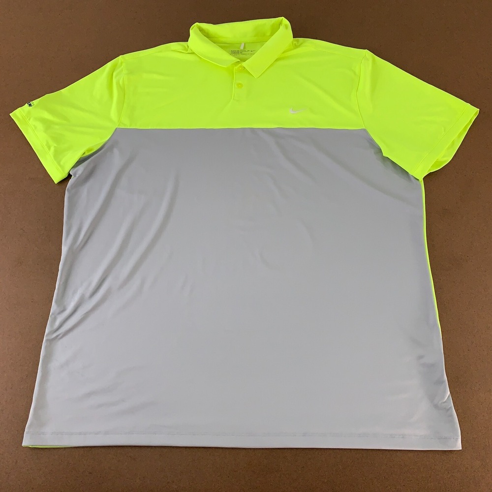 Kansas City Crusaders Nike Golf Dri Fit Men's XXL Lime Green Gray‎ Polo Shirt